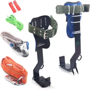 Tree Climbing Spikes Gear for Tree Work-Adjustable Belt Lanyard Rope Rescue Belt 2 Gears,220 lbs Load Capacity,Tree Climbing Kit for Jungle Survival, Hunting,Fruit Picking