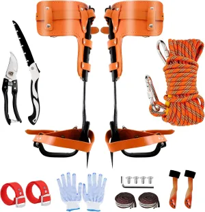 Tree Climbing Spikes Kit, Tree Climbing Gear, 9 in 1 Upgrade Cowhide Tree Climbing Gear, 350lbs Load Capacity Tree Climbing Gear with More Padding, Unique Thoughtful Gift