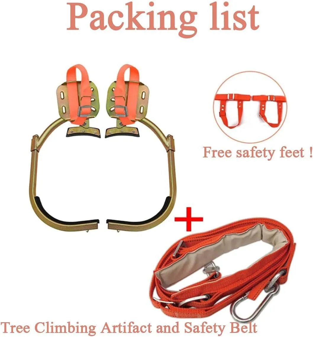 Tree Climbing Spikes Set, Non-Slip Stainless Steel Crampons with Adjustable Climbing Belt for Electricians, Stainless Steel Outdoor Sports Products Climbing Kit,350Model