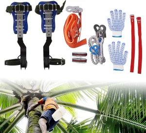 Tree Climbing Spikes Set with Safety Belt, Adjustable Pole Portable Tree Climbing Gears for Hunting Observation, Fruit Picking Non-Slip Pedal