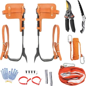 Tree Climbing Spikes Set,Tree Climbing Gear，Rock Climbing Kit with Professional Accessories,Adjustable Length Design,Alloy Steel Pole,Hunting and Observation, for Climb,Fruit Picking