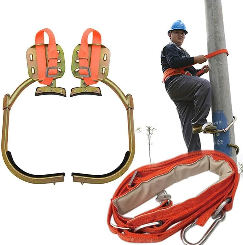 Tree Climbing Tool, 2 Gears Tree Climbing Spike Set, Climbing Tree Spikes, Safety Belt Adjustable Rope Rescue Belt for Cutting