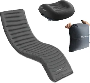 TREKOLOGY Bundle: ALUFT2.0(Black) & UL Sleeping Pad with Pump Sack-Compressible, Compact, Comfortable, Ergonomic Inflating Pillow, Inflatable Camping Mat for Travel, Camping, Hiking.