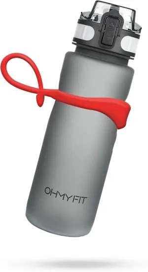 Tritan Sports Water Bottle with Magnetic Silicone Carry Strap & One Click Open Cap - Magnetic Drink Holder for Metal Equipment - Bottle w/Straps for Backpack, Belt & More (18oz, Crimson)