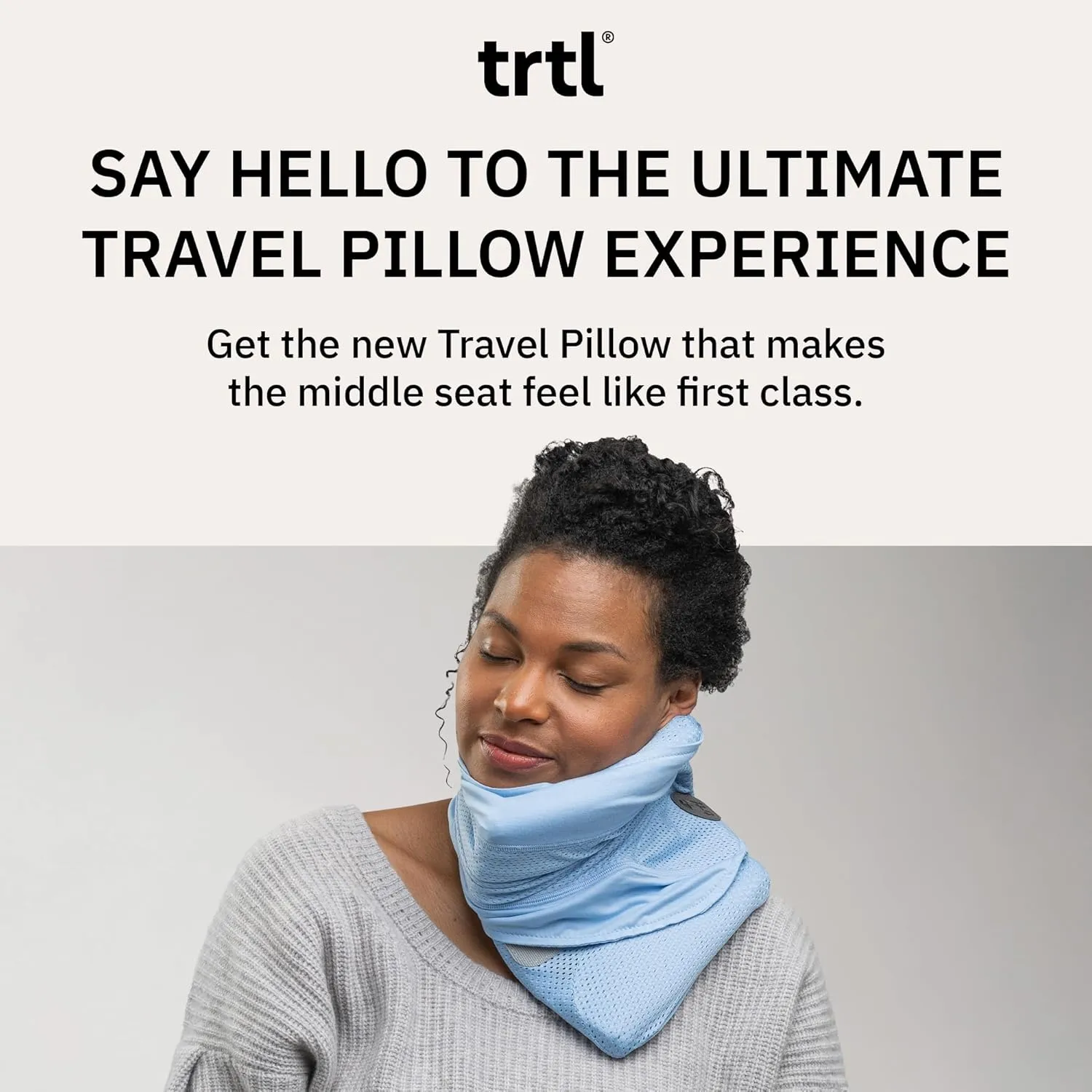 trtl Travel Pillow Cool for Neck Support - Cooling Travel Pillows for Airplanes - with Breathable Fabric - Lightweight and Easy to Carry - Glacier Blue
