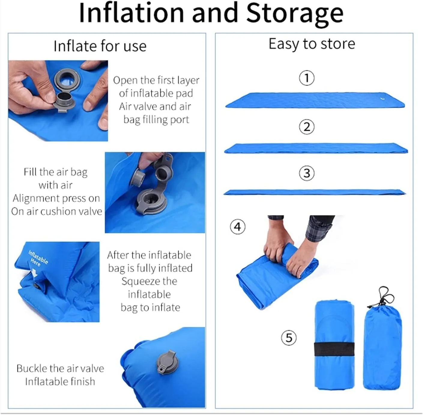 TUFFS Camping Sleeping Pad Inflatable Air Mattresses Outdoor Mat Furniture Bed Ultralight Cushion Pillow Hiking Trekking (Color : Blue, Size : /)