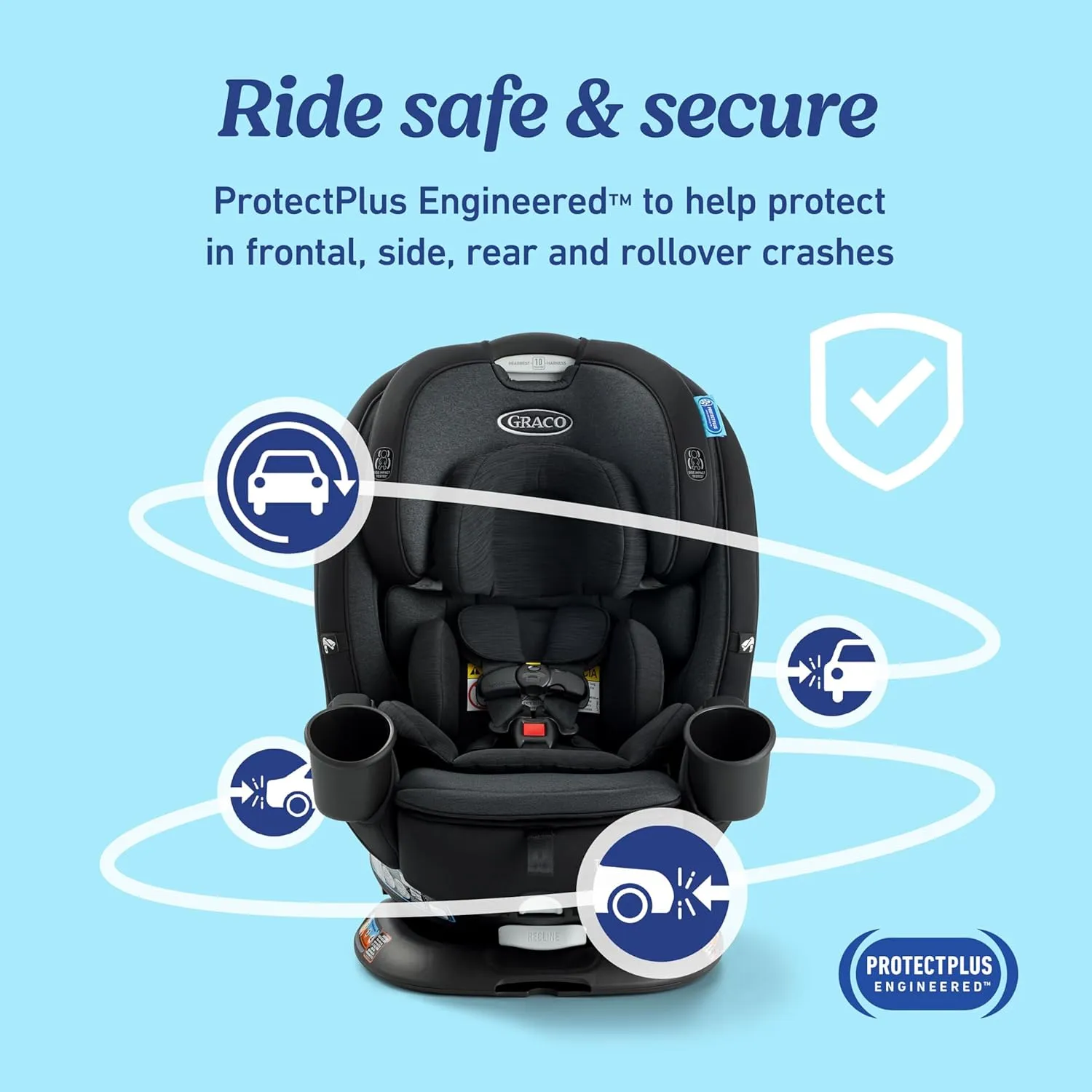 Turn2Me 3-in-1 Convertible Car Seat, Brighton, Featuring Headrest and Harness Adjust, Easy Installation and Steel Reinforced Frame