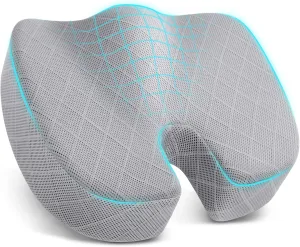 TushGuard Office/Car Seat Cushion, Non-Slip Sciatica & Back Coccyx Tailbone Pain Relief Chair Pad, Memory Foam Butt Pillow for Computer Desk, Wheelchair, Driving (Light Grey, X-Large)