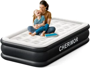 Twin Air Mattress with Built in Pump, 13 Raised Thick Blow up Mattress, 440lbs Stable Support, Fast Self-lnflation Inflatable Bed with Carry Bag for Guest, Air Bed for Home, Camping, Travel