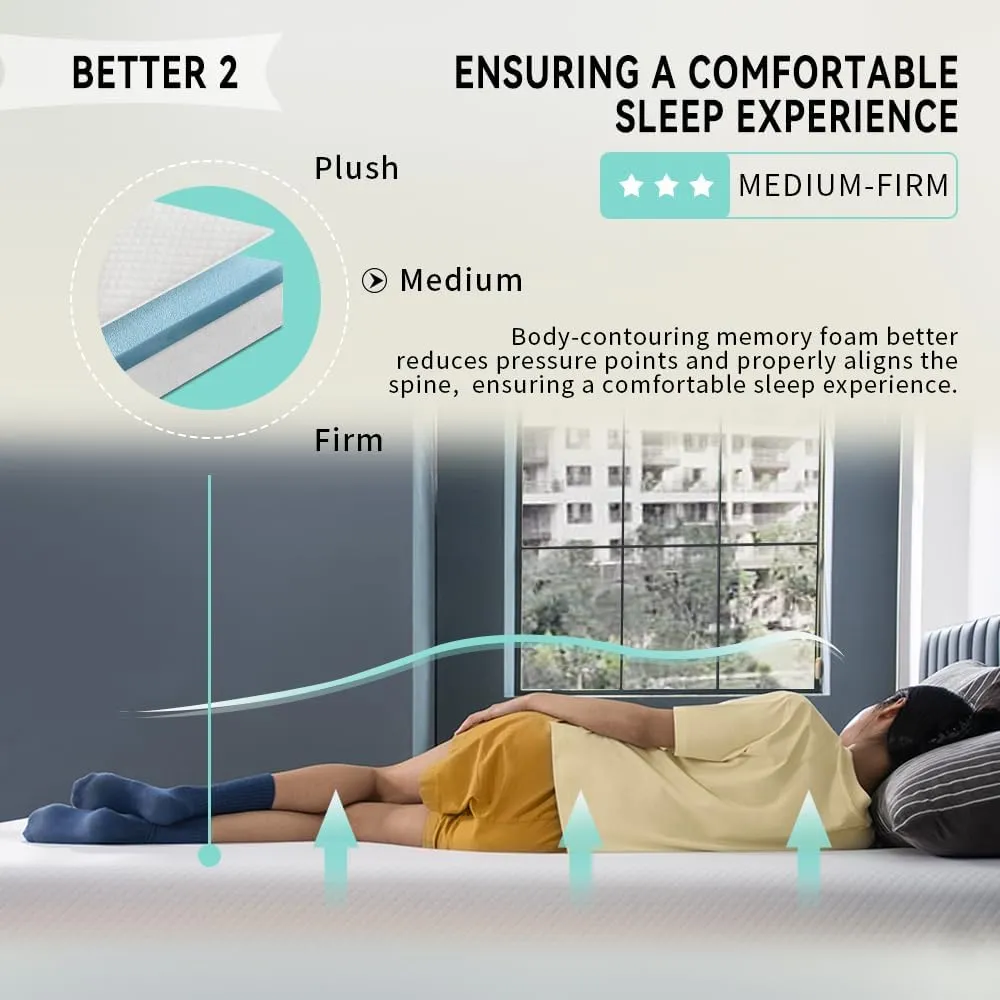 Twin Mattress, 10-inch for Kids Adults Gel Memory Foam [Premium Version] Medium-Firm, Twin Size Mattresses Bed in a Box, Fiberglass Free, Cooling Sleep & Pressure Relief, Certified Safe Foams & Fabric