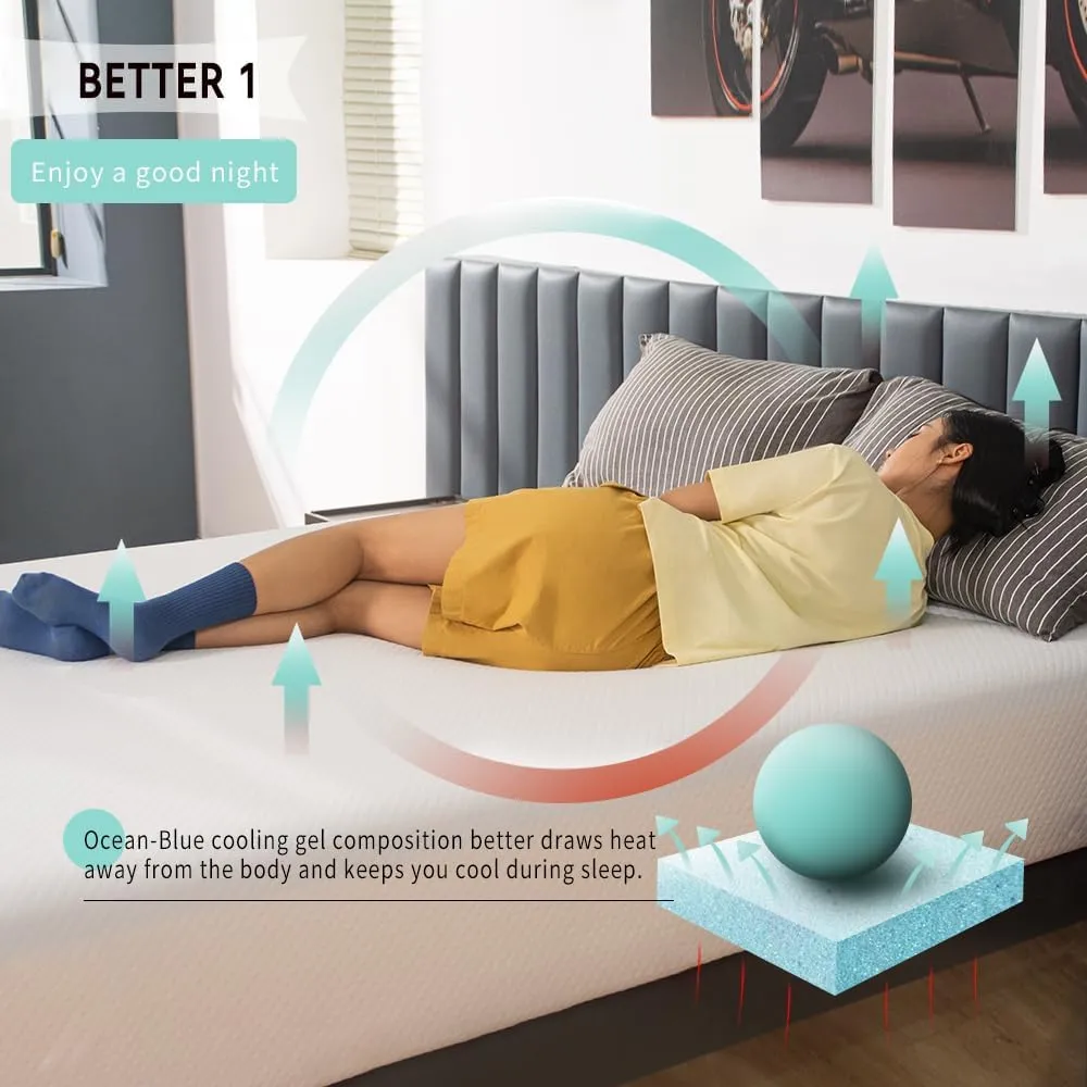 Twin Mattress, 10-inch for Kids Adults Gel Memory Foam [Premium Version] Medium-Firm, Twin Size Mattresses Bed in a Box, Fiberglass Free, Cooling Sleep & Pressure Relief, Certified Safe Foams & Fabric