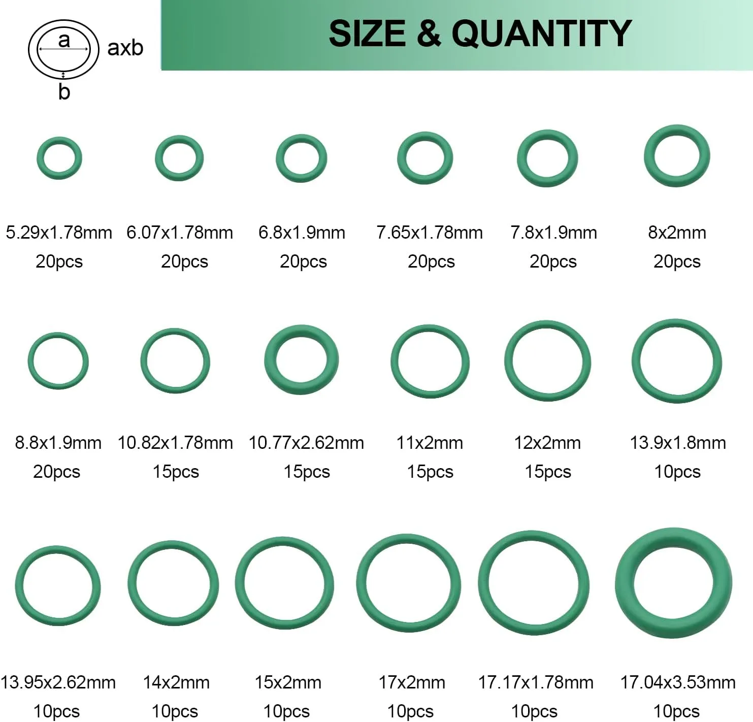TWTADE Car A/C Repair Kit - 270PCS Rubber O-Ring Kit 18 Sizes   40PCS Car Air Conditioner Valve Core Kit, A/C R12 R134a Refrigeration Tire Valve Stem Cores with Remover Tool