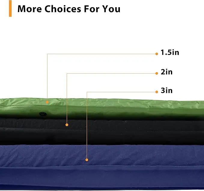 Ubon Sleeping Foam for One Person Fast Self Inflating Camping Pad 3 Inch Extra Thickness Camping Foam Pad Thick Inflatable Moisture-Proof Foam - Black