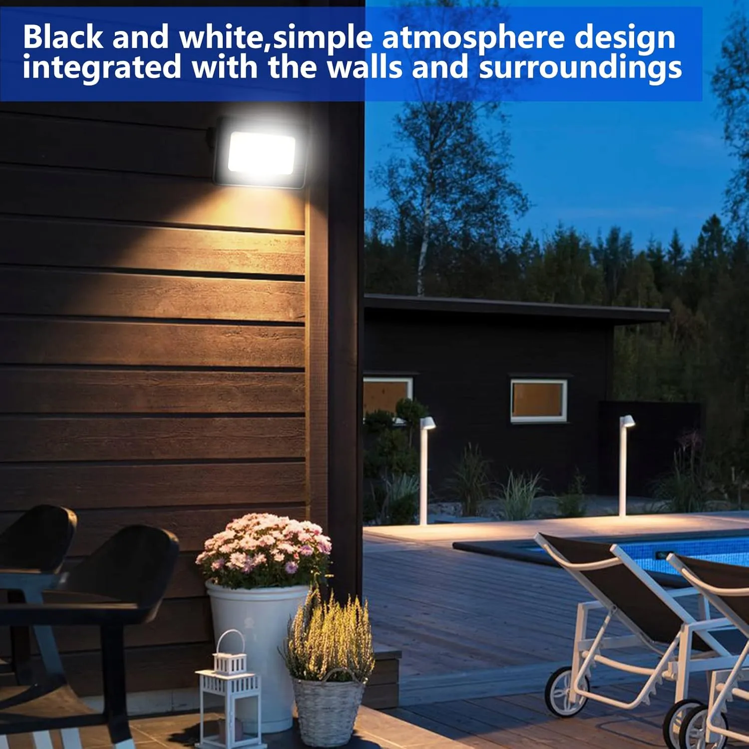 UFOND 10000 Lumens LED Flood Lights,100W Outdoor Waterproof Floodlights, Lighting Angle Adjustable,Portable Light with Plug for Garage,Yard,Garden,Porch(2 Pack)