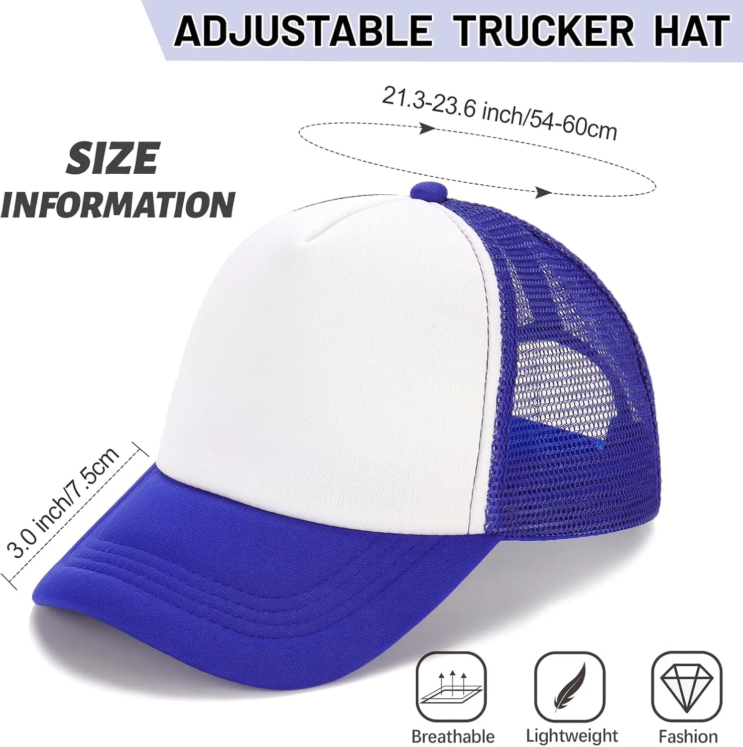 Ultrafun 10 Pack Trucker Hat Mesh Sublimation Blank Hats Adjustable Baseball Caps Hats for Men Women