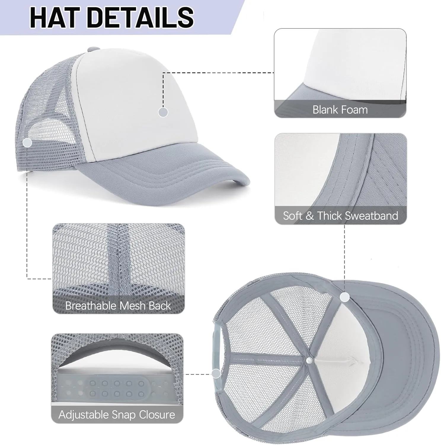 Ultrafun 10 Pack Trucker Hat Mesh Sublimation Blank Hats Adjustable Baseball Caps Hats for Men Women