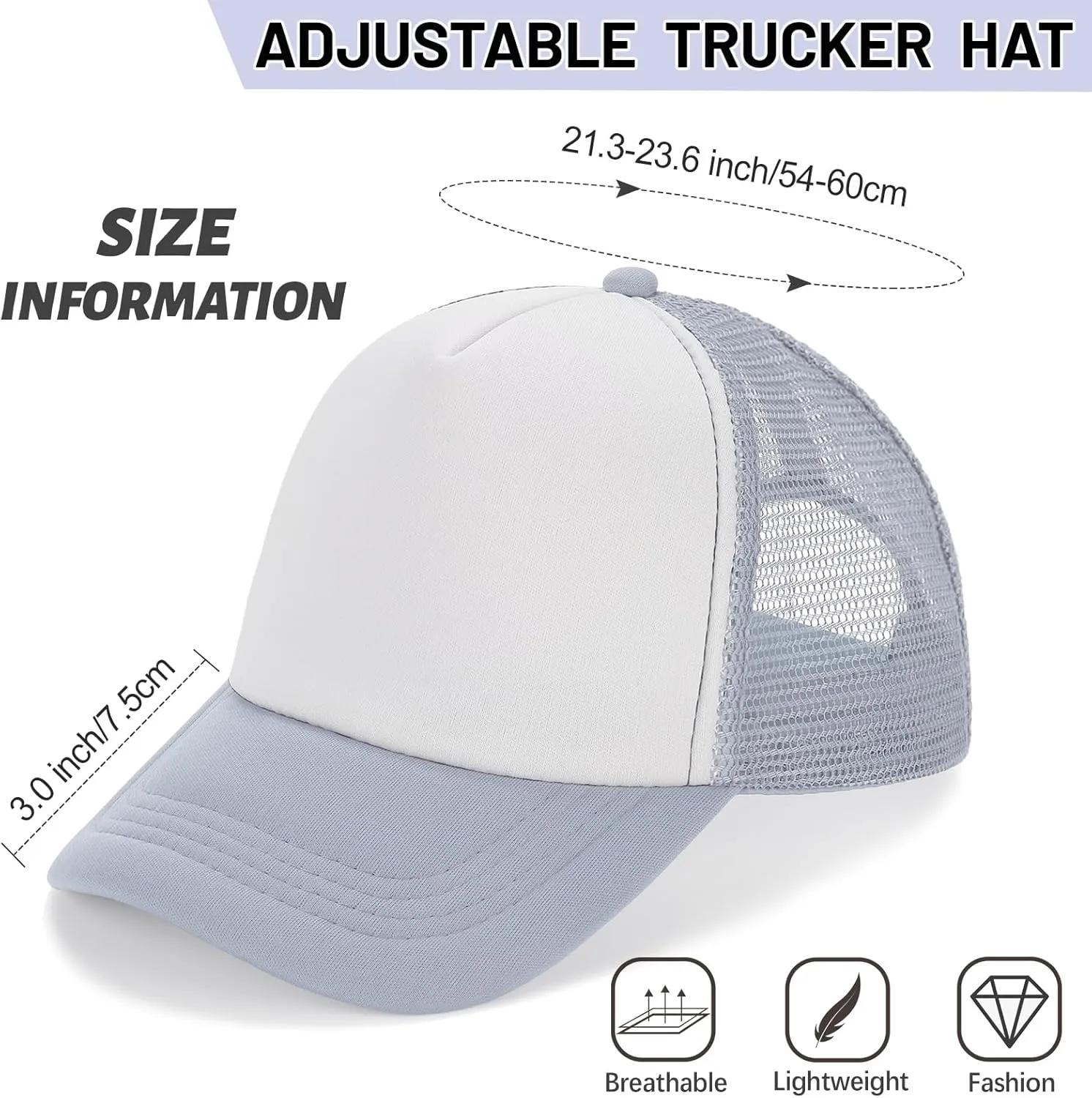 Ultrafun 10 Pack Trucker Hat Mesh Sublimation Blank Hats Adjustable Baseball Caps Hats for Men Women