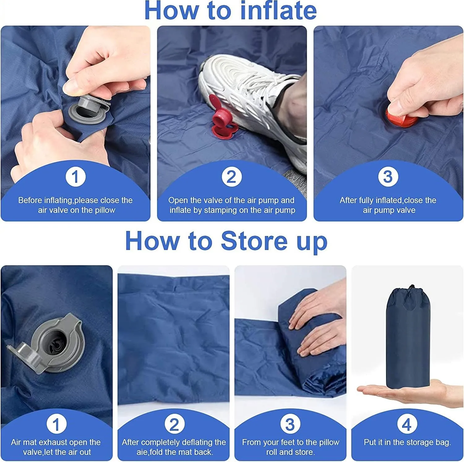Ultralight Inflatable Camping Sleeping Pad With Pillow For Travelling And Hiking