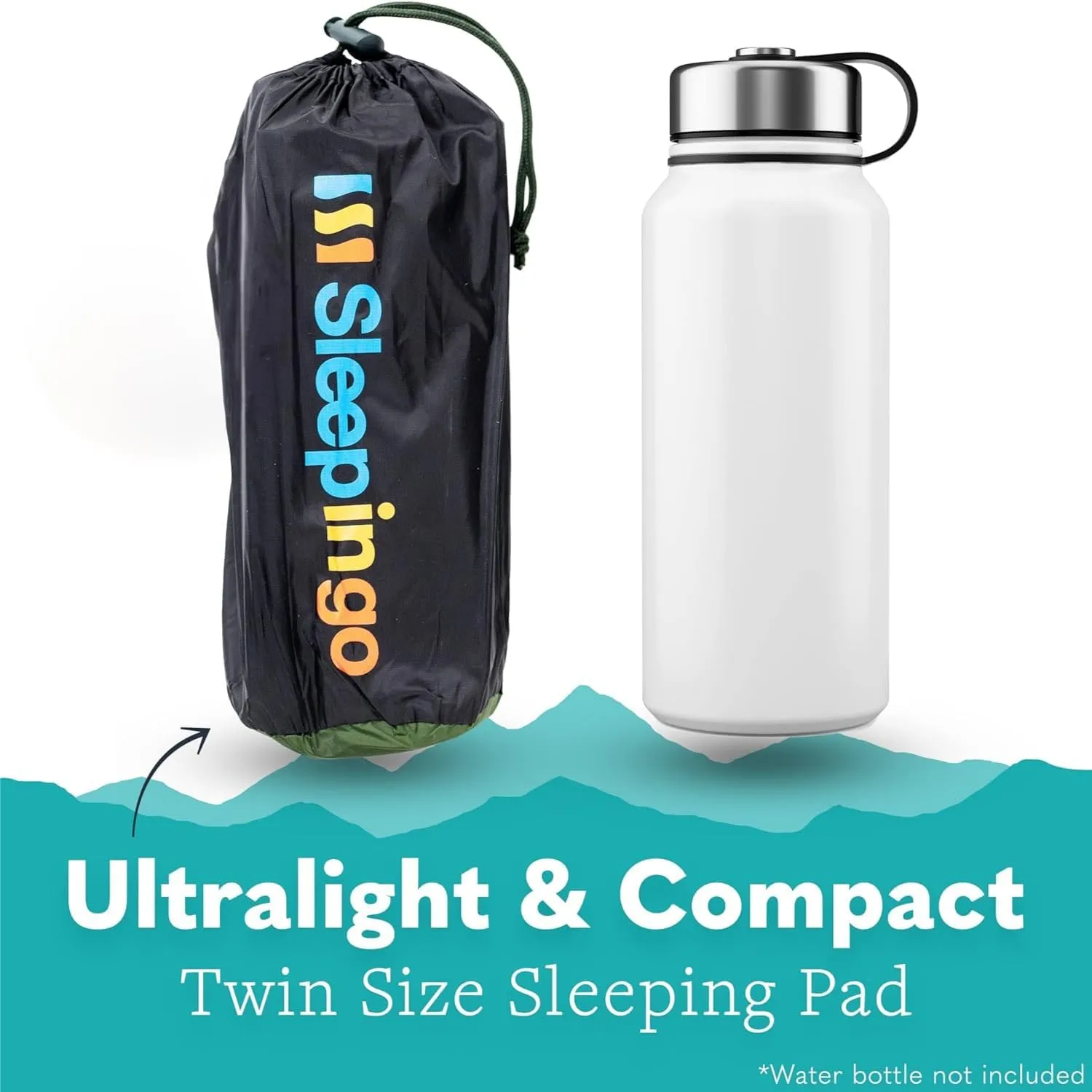 Ultralight Sleeping Pad - Inflatable Sleeping Mat for Camping, Hiking, Backpacking - 74x22 Inches Compact Air Mattress, Waterproof Gear for Travel Outdoors - Green
