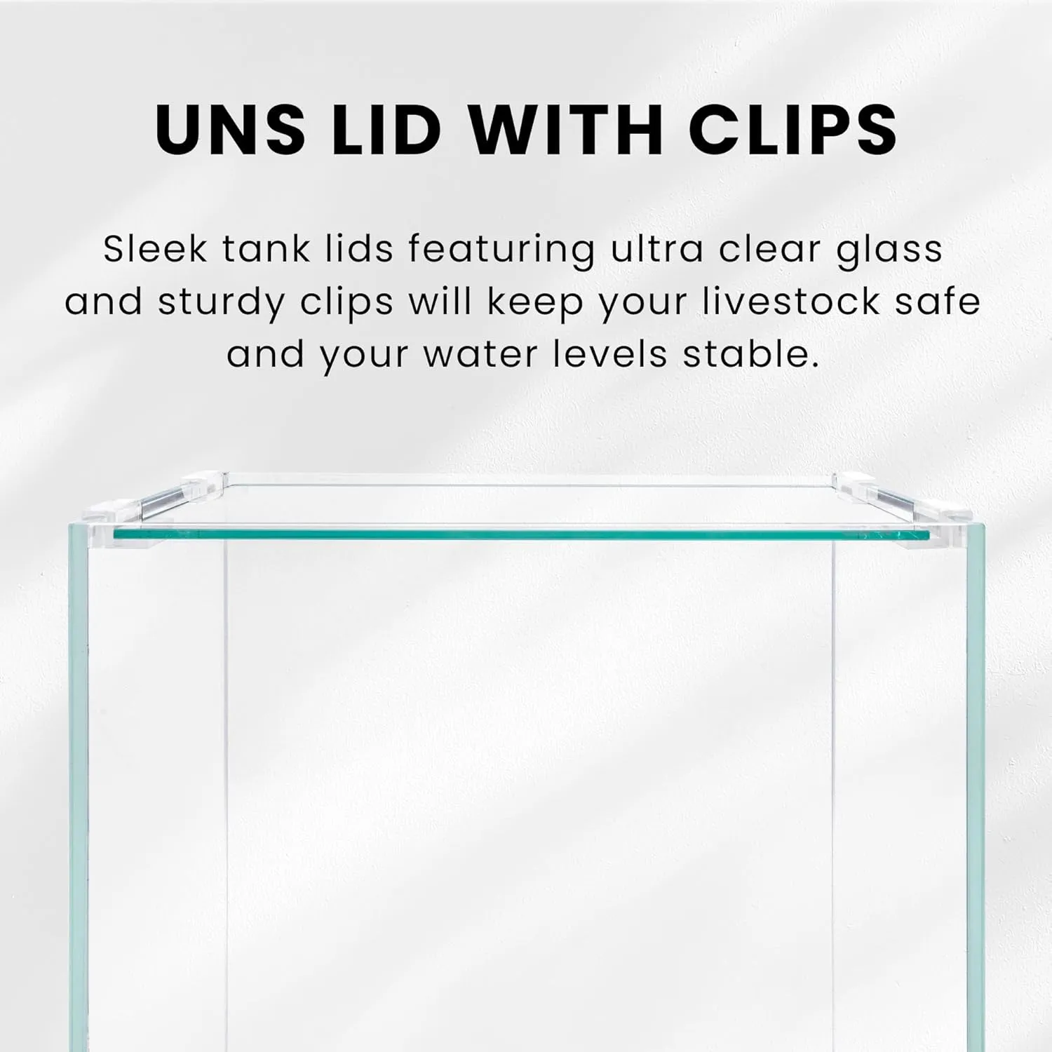 Ultum Nature Sytems Tank Lids for Rimless Tanks - Ultra Clear Rimless Aquarium Lid, Fish Tank Lid Cover for Glass Aquarium, Frameless Aquarium Lid, Cover for Tank - 90B (Lid   Clips)