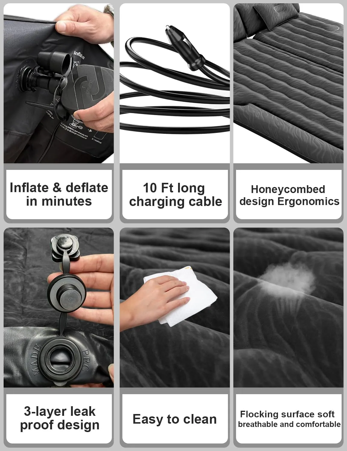Umbrauto SUV Air Mattress for Car Camping, 6.56ft Length Full Size Airbed for Trunk, Flocked Top & Durable 210T Bottom, Quick Inflation w/Electric Pump Sleeping Bed for Travel