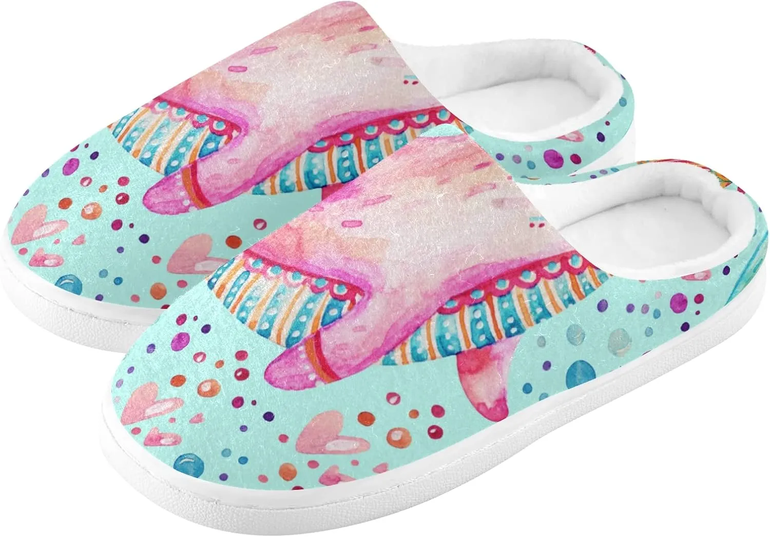 Unisex Memory Foam House Slippers Non-Skid Soft Warm Sole Coral Fleece Slip-on Closed Toe Hand Free Shoes for Bedroom Travel 6-17