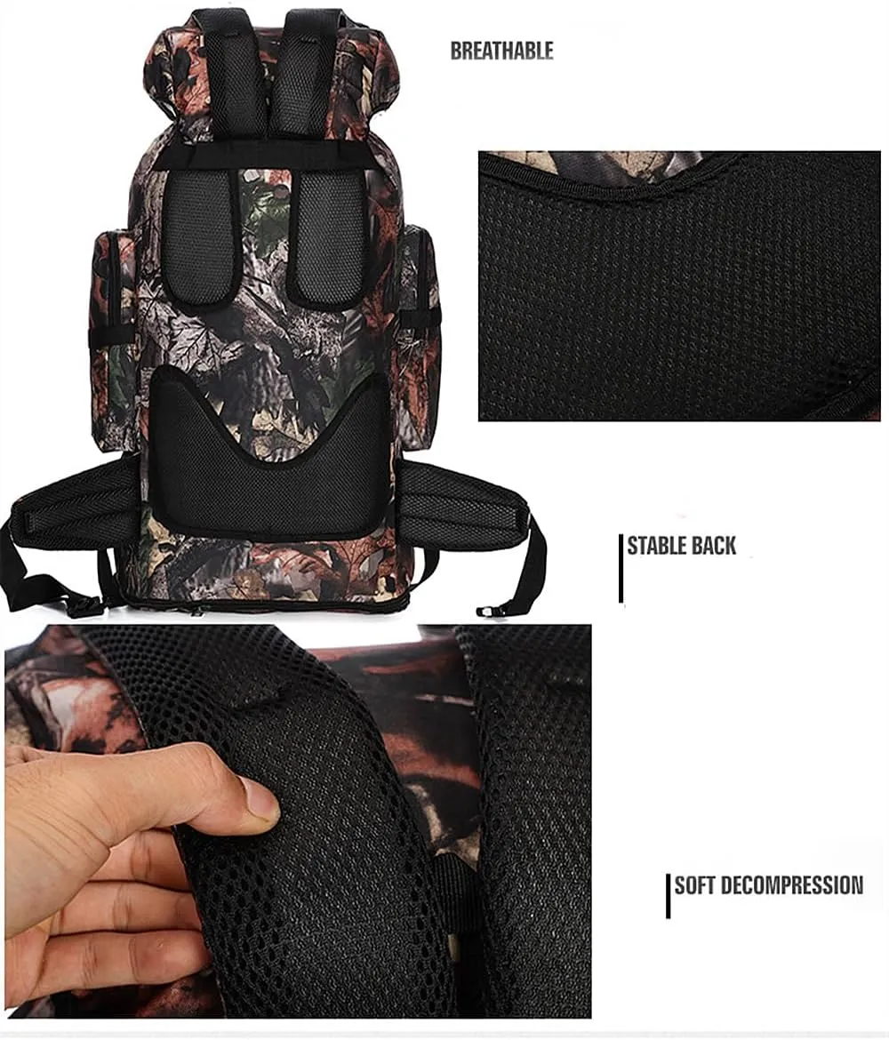 UNISTRENGH 100L Internal Frame Backpack MOLLE Rucksack Lightweight Hiking Camping Waterproof Trekking Bag for Backpacking (Leaf camouflage)