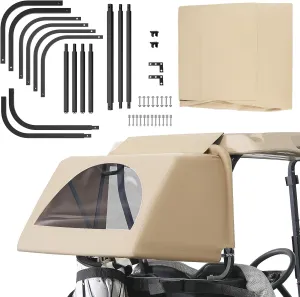 Universal Golf Cart Rear Bag Rain Cover Kit, Split Stand Golf Cart Rain Cover Set Fits for Club Car, EZGO, Yamaha-Beige