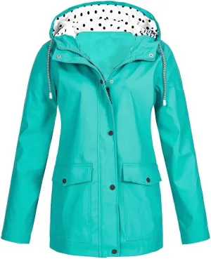 UOFOCO Womens Raincoat with Hood 2024 Waterproof Windproof Lightweight Rain Jacket Anorak Plus Size Rain Coats for Women