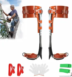 Upgrade Leather Tree Climbing Spikes,Tree Climbing Gear,Tree Spurs with Adjustable Length Design,Tree Spikes for Climbing,Tree Spikes for Tree Work,Logging, Fruit Picking (Yellow)