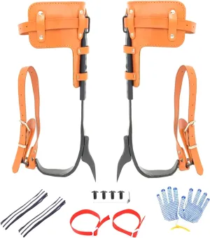 Upgrade Leather Tree Climbing Spikes,Tree Climbing Gear,Tree Spurs with Adjustable Length Design,Tree Spikes for Climbing,Tree Spikes for Tree Work,Logging, Fruit Picking (Yellow)