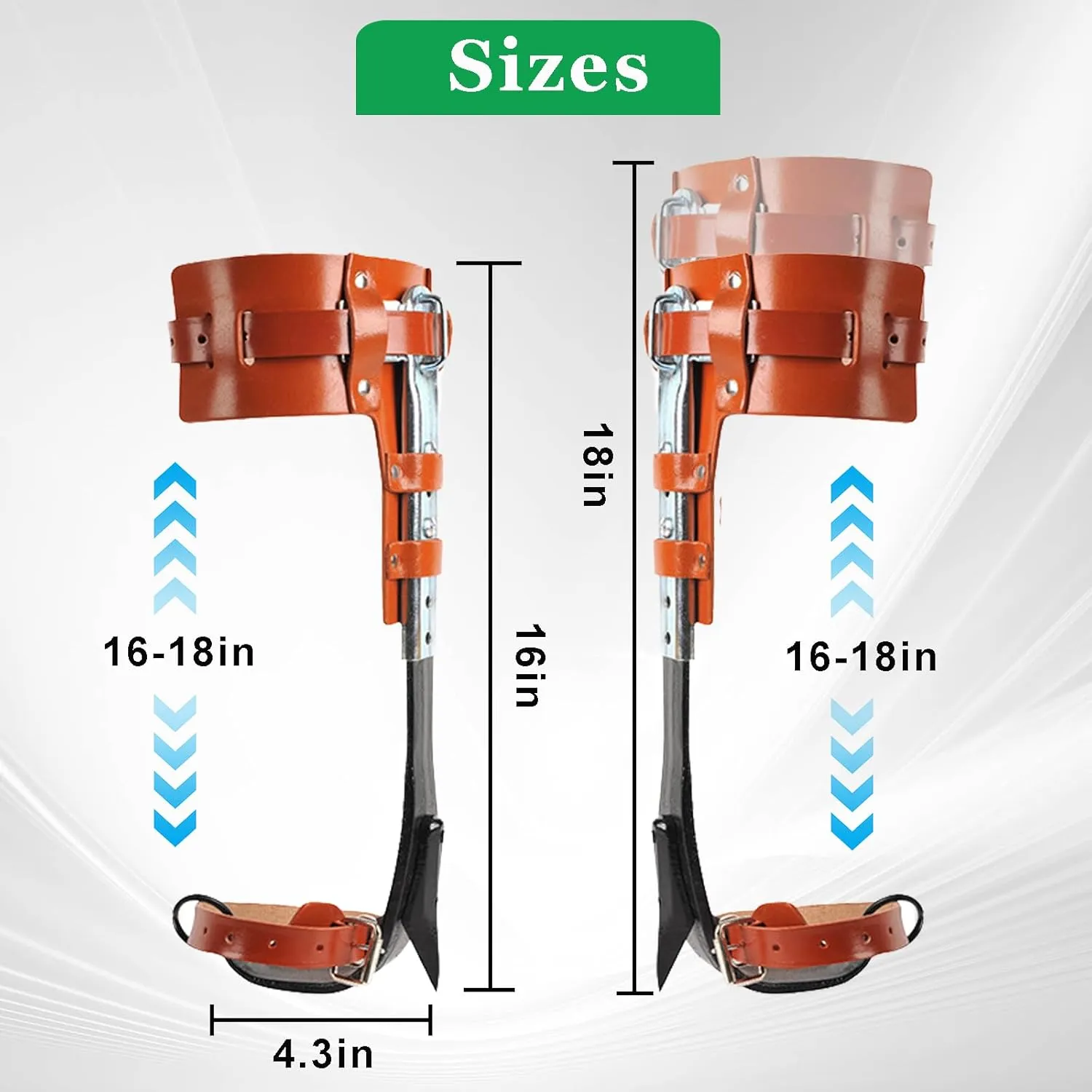 Upgrade Leather Tree Climbing Spikes,Tree Climbing Gear,Tree Spurs with Adjustable Length Design,Tree Spikes for Climbing,Tree Spikes for Tree Work,Logging, Fruit Picking (Yellow)