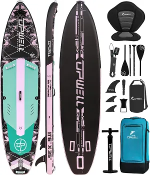UPWELL 11'6"×35" Extra Wide Inflatable Paddle Board, Stand Up Paddle Board for Youth & Adults, Stable Design, Premium SUP Accessories, 120L Backpack, 10L Dry Bag, Paddle, Leash, Hand Pump, US Fins