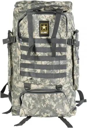 US Army 70L Large Tactical Backpack with Water Bottle Pouch - Military Backpack Molle System Breathable Back Padding - Hiking, Camping & Trekking Backpack for Men & Women (Camo)