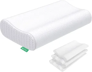 UTTU Cervical Pillow for Neck Strain Relief, Memory Foam Neck Pillow for Sleeping, Adjustable Orthopedic Sandwich Pillow, Contour Cooling for Side Back Stomach Sleeper, King(27.6"×15.7"×4.7"/3.9")