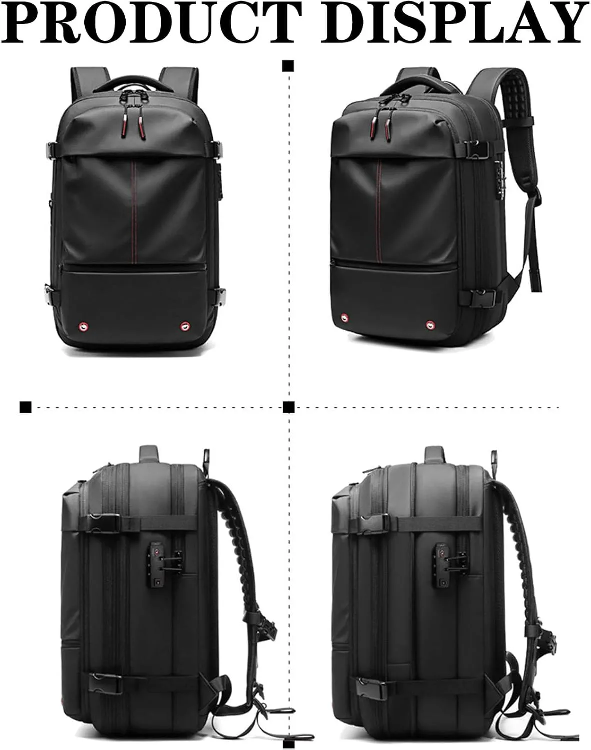 Vacbag Backpack, 60L Expandable Backpack with Vacuum Compression, Waterproof Vacuum Backpack for Travel, Water Resistant (Black  Vacuum Pump)