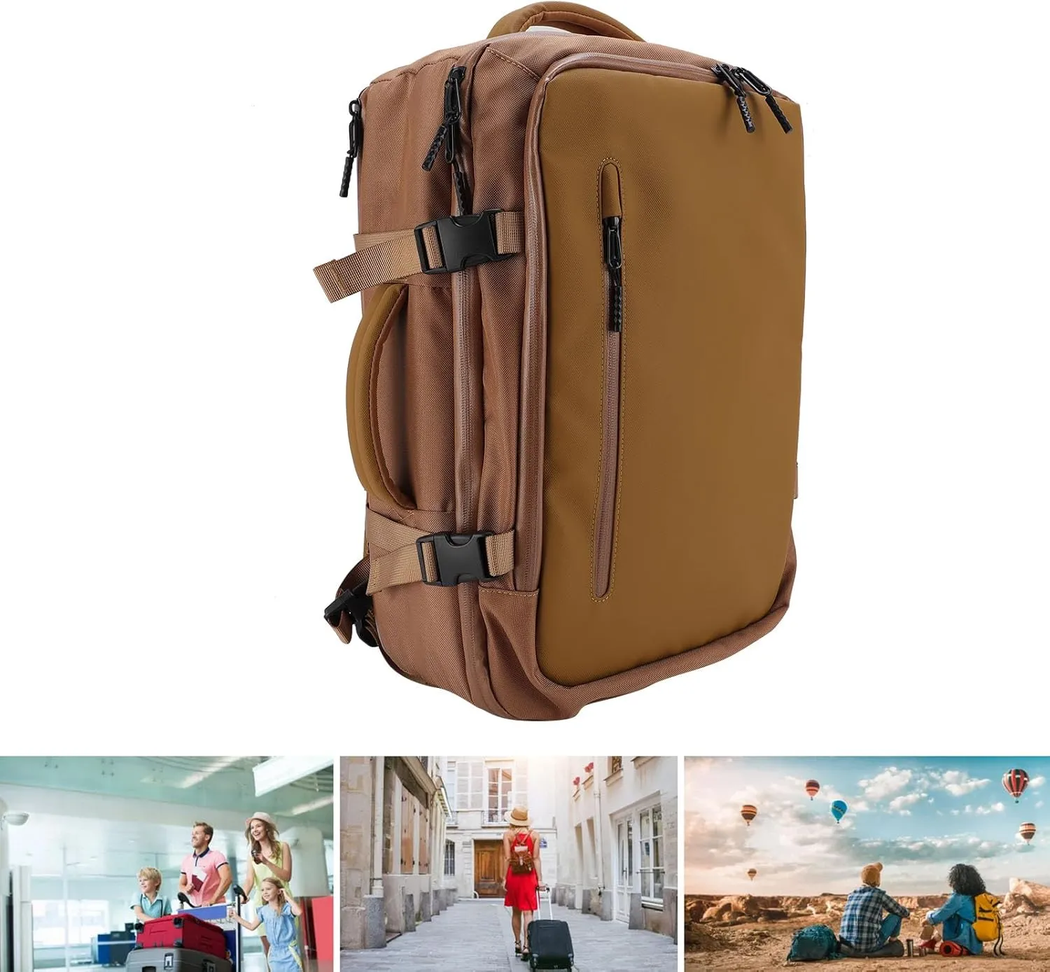 Vacuum Backpack, 30L Expandable Travel Compression Backpack with Wet Dry Separation for Business College Camping (Khaki)