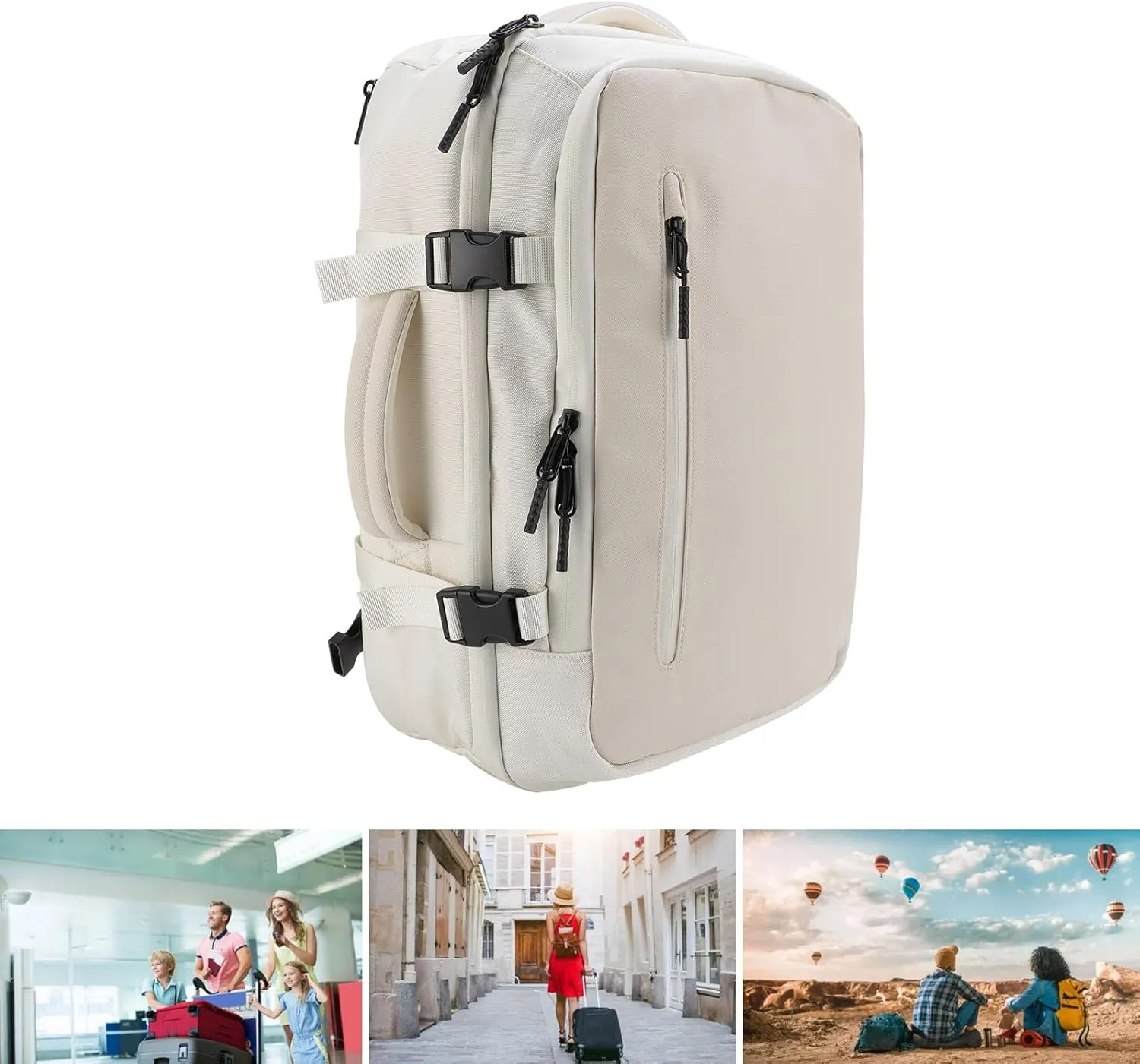Vacuum Backpack, 30L Expandable Travel Compression Backpack with Wet Dry Separation for Business College Camping (White)