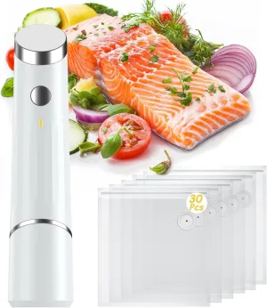Vacuum Sealer, Portable Mini Vacuum Sealer Machine, Handheld Compact Vacuum Sealer for Food Preservation & Storage with 30 Reusable Vacuum Bags (1 Pump 30 Bags)