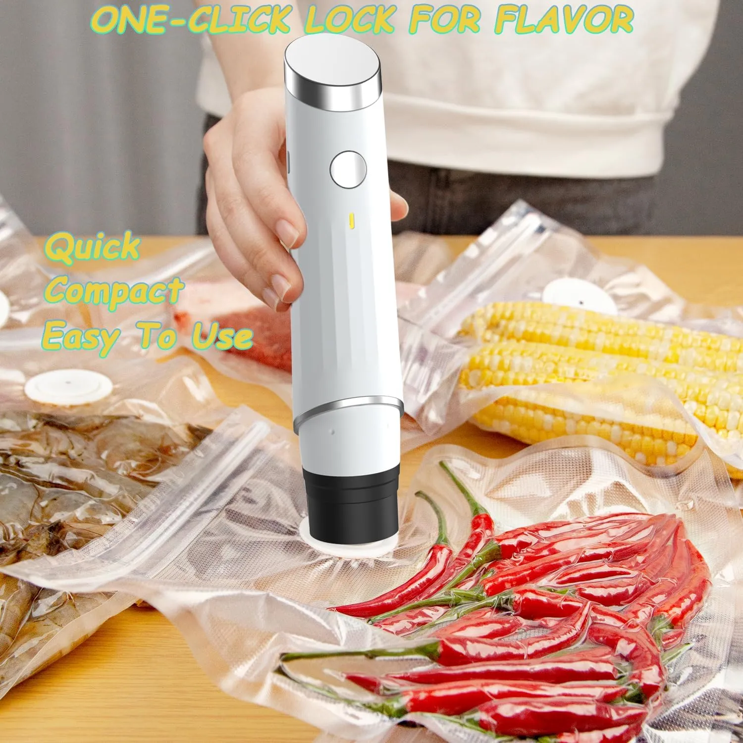 Vacuum Sealer, Portable Mini Vacuum Sealer Machine, Handheld Compact Vacuum Sealer for Food Preservation & Storage with 30 Reusable Vacuum Bags (1 Pump 30 Bags)
