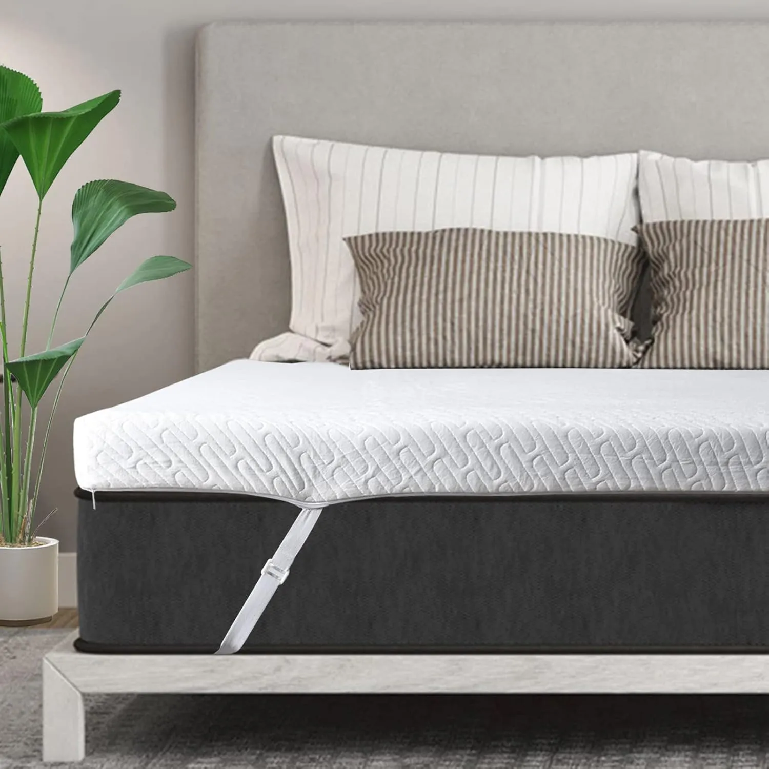VALUXE 4 Inch Gel Memory Foam Mattress Topper King Size High Density Cooling Pad Pressure Relief Bed Topper (with Removable & Washable Bamboo Cover)