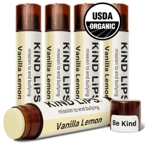 Vanilla Lemon Lip Balm 5-Pack – Natural Organic Chapstick Alternative with Clean Ingredients – Gluten & Grain Free Lip Moisturizer – Jojoba Oil – Small Business – Kind Lips Made in USA