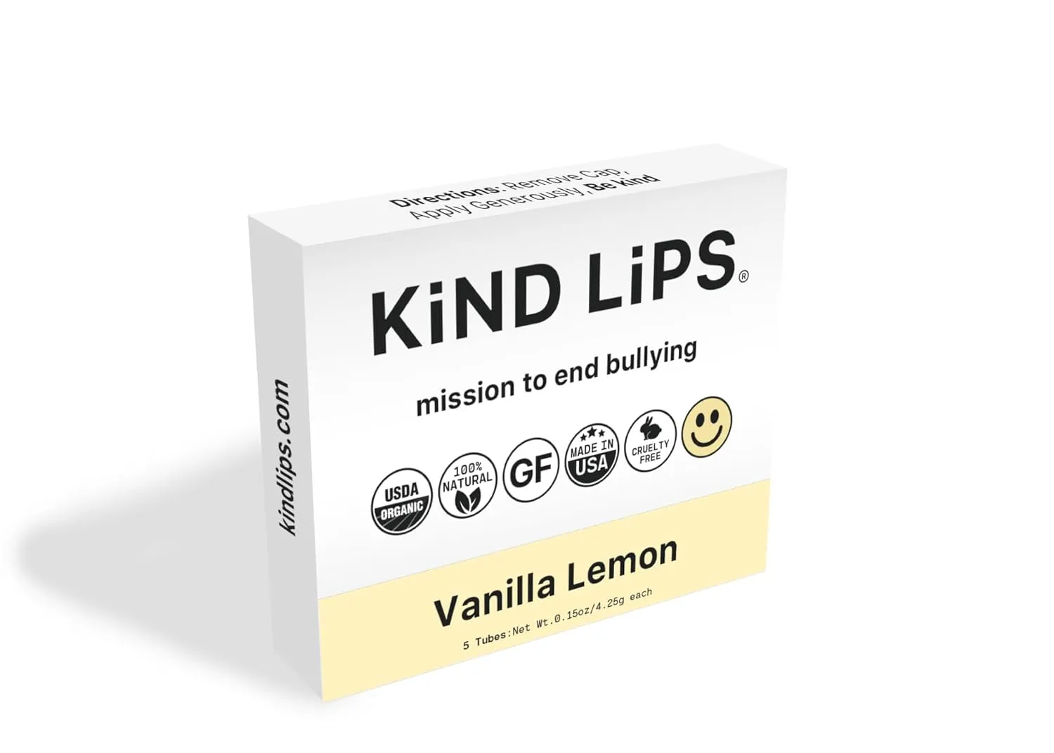 Vanilla Lemon Lip Balm 5-Pack – Natural Organic Chapstick Alternative with Clean Ingredients – Gluten & Grain Free Lip Moisturizer – Jojoba Oil – Small Business – Kind Lips Made in USA