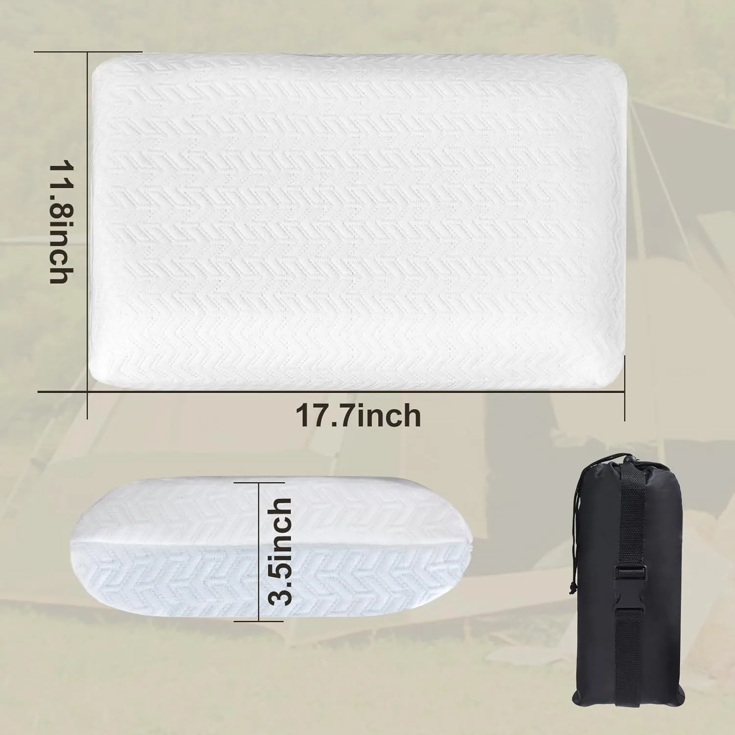 Vekkia Travel Pillow, Camping Pillow with Washable Cover,Portable Memory Foam Pillow, Ergonomic Supportive Pillow with Carry Bag,Ideal for Travel, Backpacking, Hiking, Airplane and Car-M
