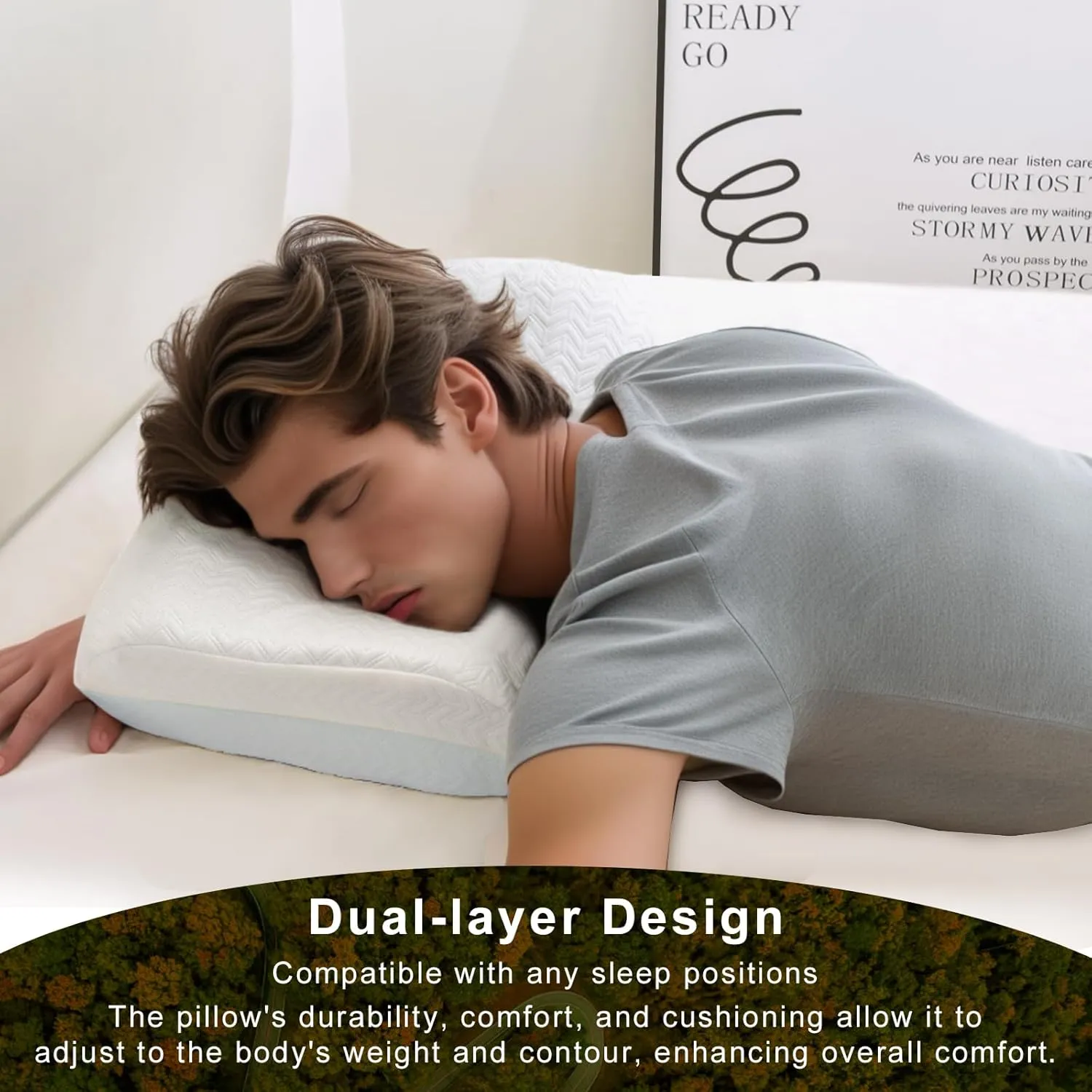 Vekkia Travel Pillow, Camping Pillow with Washable Cover,Portable Memory Foam Pillow, Ergonomic Supportive Pillow with Carry Bag,Ideal for Travel, Backpacking, Hiking, Airplane and Car-M