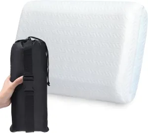 Vekkia Travel Pillow, Camping Pillow with Washable Cover,Portable Memory Foam Pillow, Ergonomic Supportive Pillow with Carry Bag,Ideal for Travel, Backpacking, Hiking, Airplane and Car-M