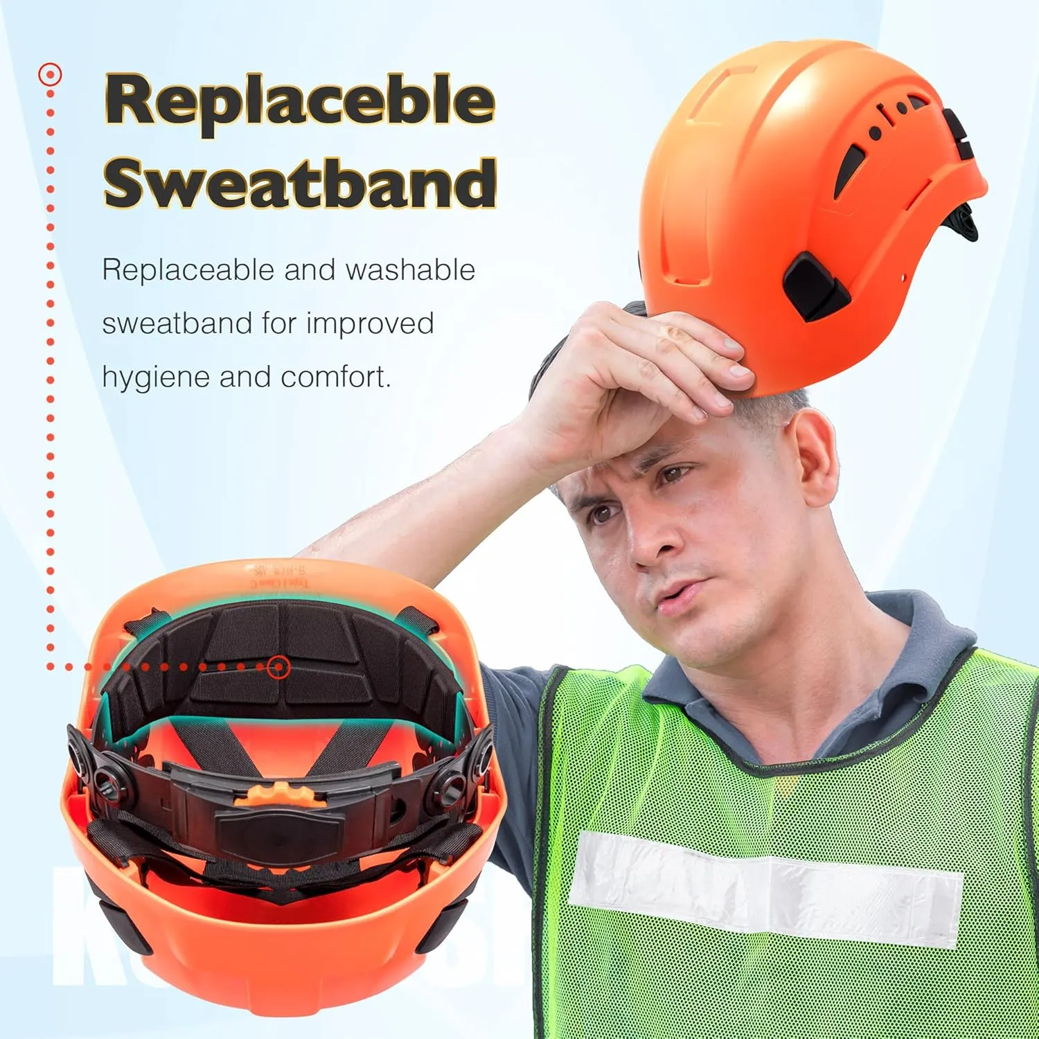 Vented Hard Safety Helmet, ABS Work Helmet with Adjustable 6-Point Suspension, ANSI Z89.1 Certified for Construction, Climbing, and Industrial Use