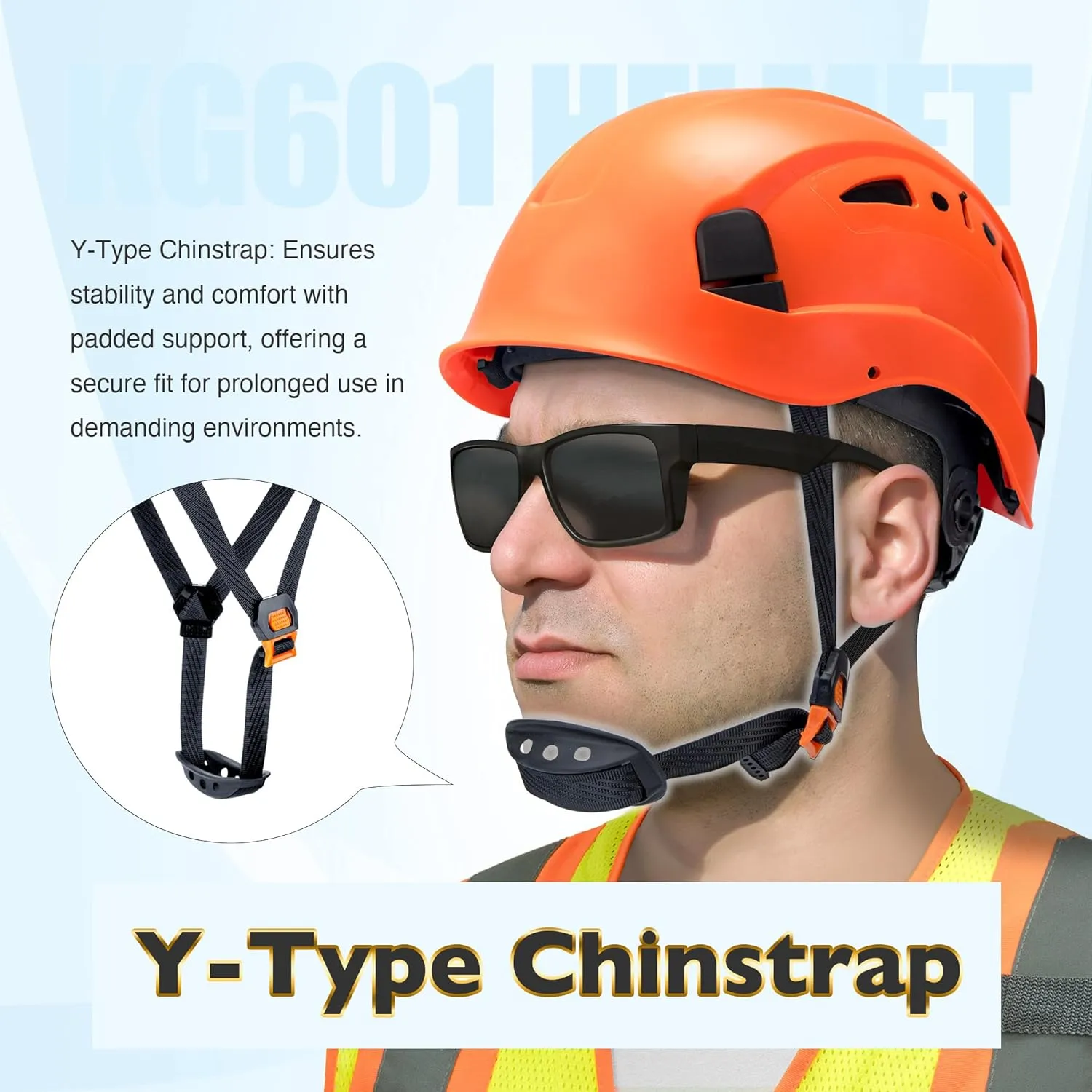 Vented Hard Safety Helmet, ABS Work Helmet with Adjustable 6-Point Suspension, ANSI Z89.1 Certified for Construction, Climbing, and Industrial Use