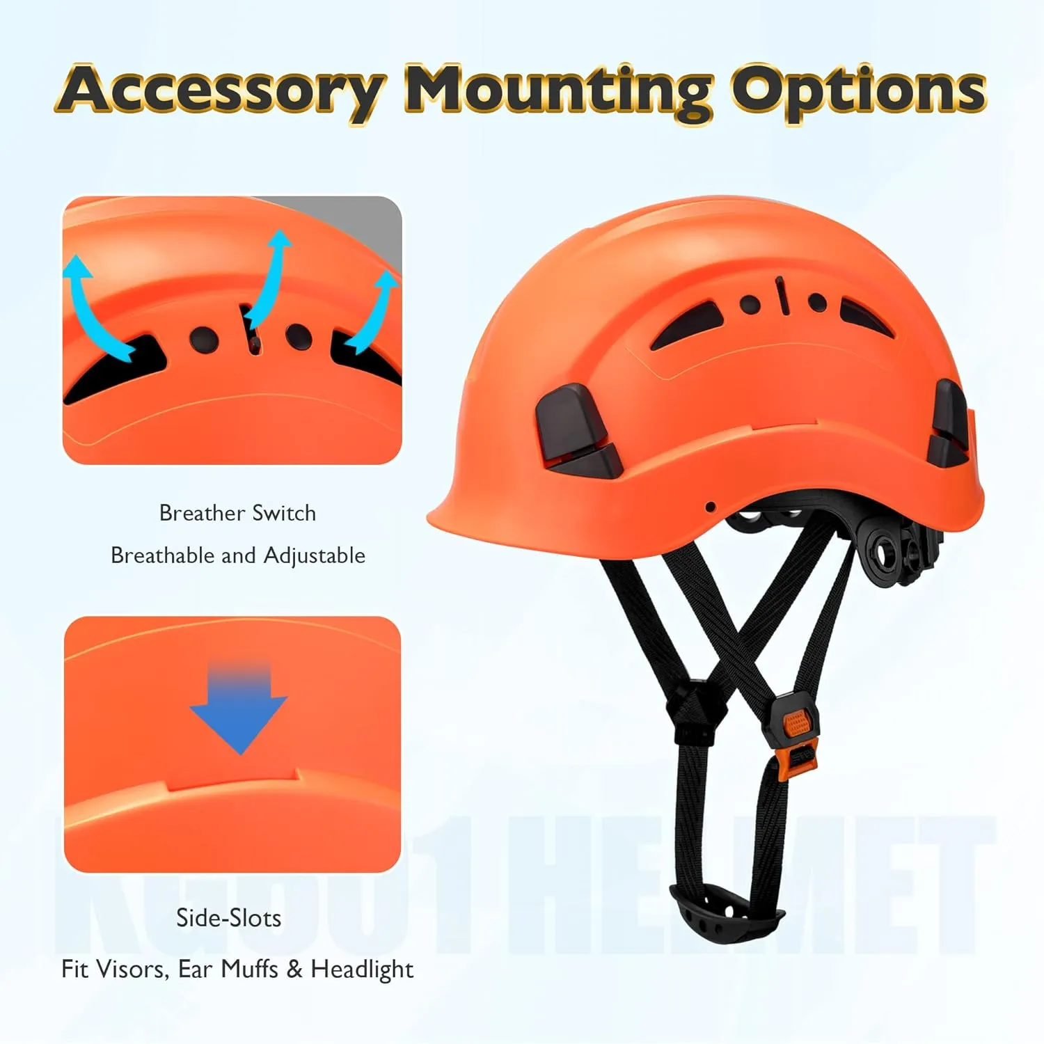 Vented Hard Safety Helmet, ABS Work Helmet with Adjustable 6-Point Suspension, ANSI Z89.1 Certified for Construction, Climbing, and Industrial Use