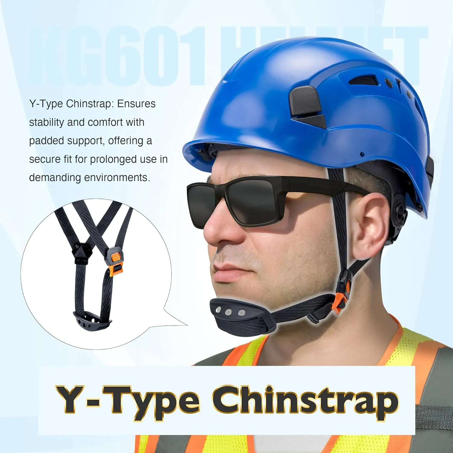Vented Hard Safety Helmet, ABS Work Helmet with Adjustable 6-Point Suspension, ANSI Z89.1 Certified for Construction, Climbing, and Industrial Use